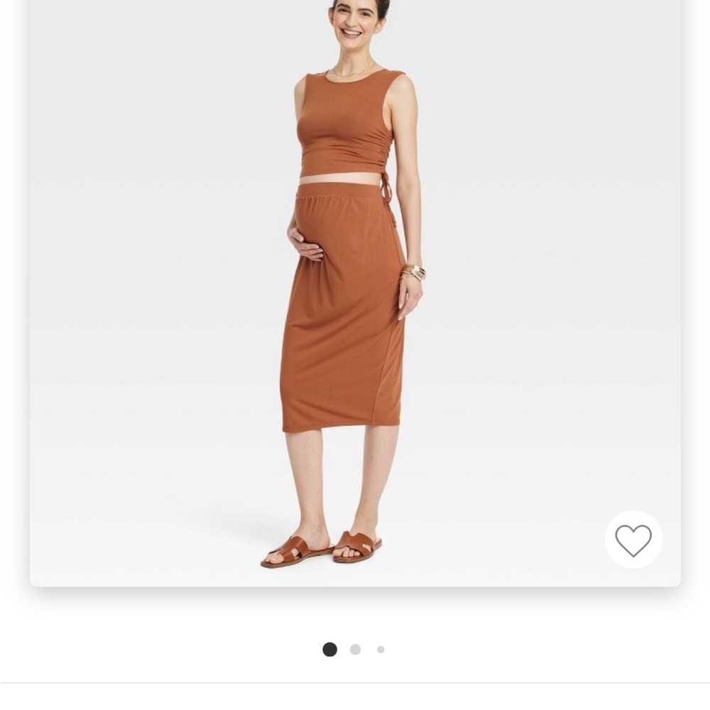 Isabel Maternity by Ingrid & Isabel Tan Midi Pencil Skirt